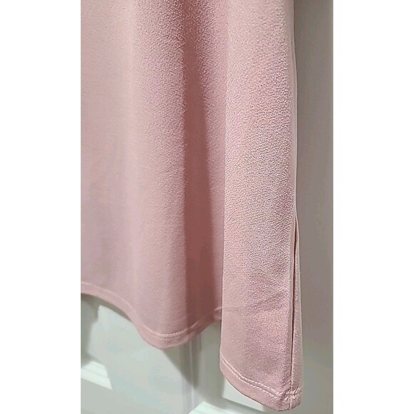 NWT $69 Adrianna Papell Blush Pink Square Neck Slinky Puff Lace Short Sleeve Top - Picture 4 of 9